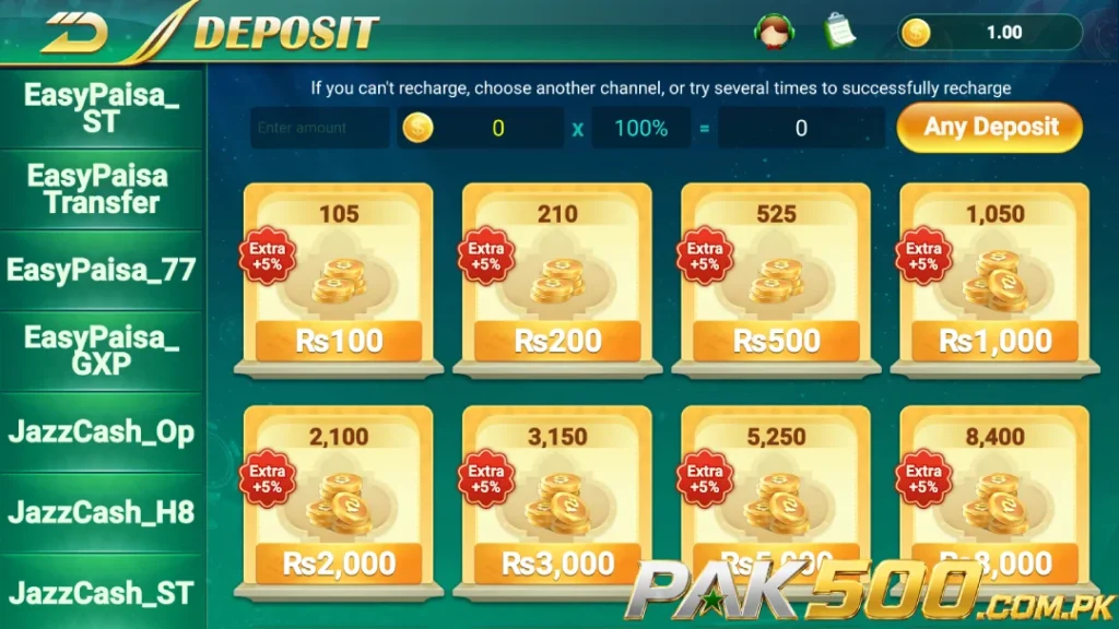 pak500 deposits